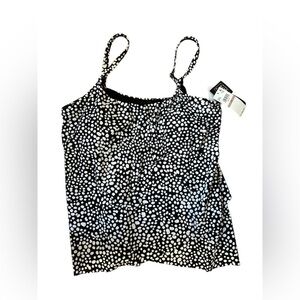 Island Escape swim top NWT size 12 black white polka dot women’s